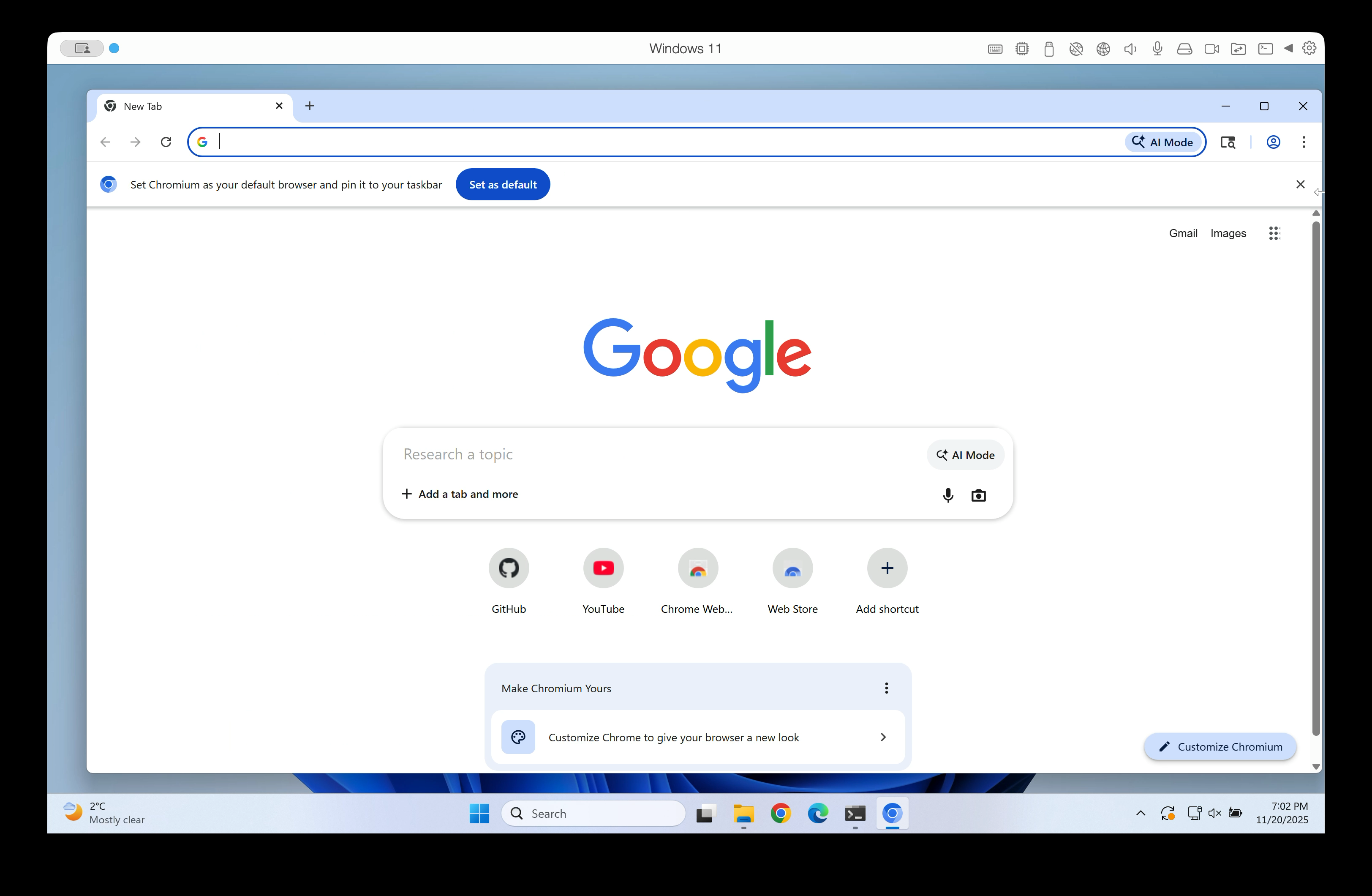 Fifth frame of the Chromium resize sequence